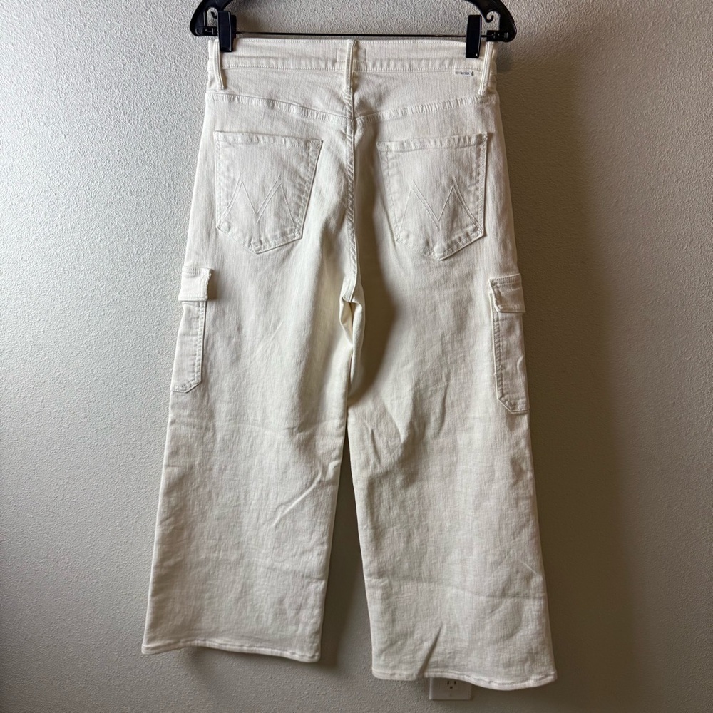 MOTHER The Undercover Cargo Sneak Wide Leg Jeans Cream Puffs Denim Women’s 28 - Picture 10 of 16